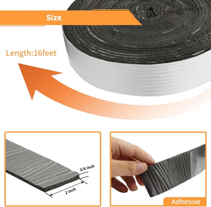 DOBTIM Foam Foil Pipe Insulation Wrap, Reflective Foil Insulation Tape Self Adhesive with High Resilience for Pipe Insulation Wrap 16 Ft Long x 3 Inch Wide x 3/8 Inch Thick - Image 3